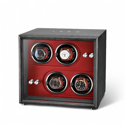 Ligne Élégance | Remontoir Montre avec Rotation discrète | Carré Rouge Bois