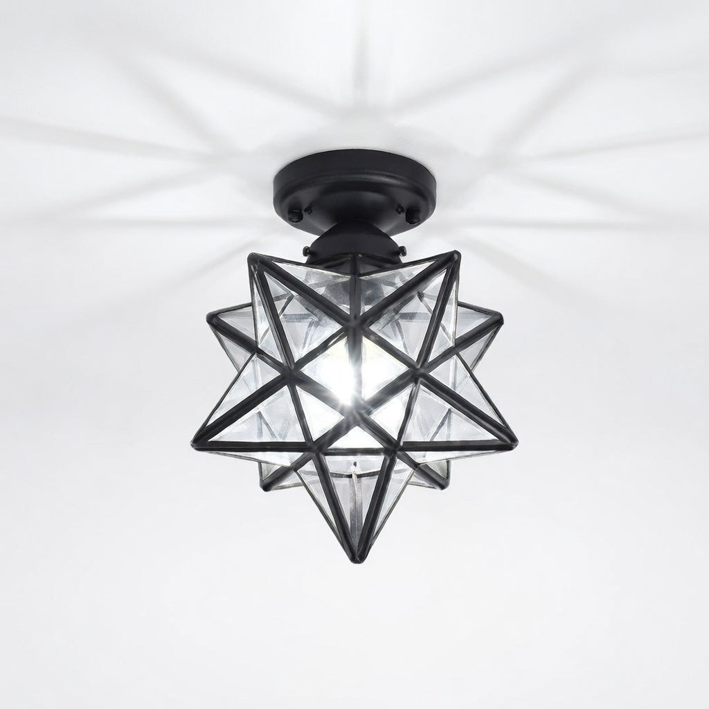 Plafonnier Étoile Design en Métal Doré avec Éclairage Ambiance pour Intérieurs Modernes