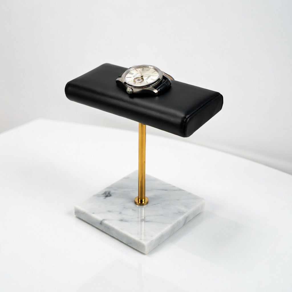 Série Marbre | Présentoir Montres Avec Coussin Cuir Noir | Raffiné Pour Montres