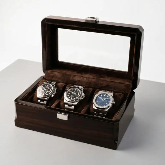 Velar Series | Écrin Montres Bois 3 - Coussins Velours | Fermoir pour Protection